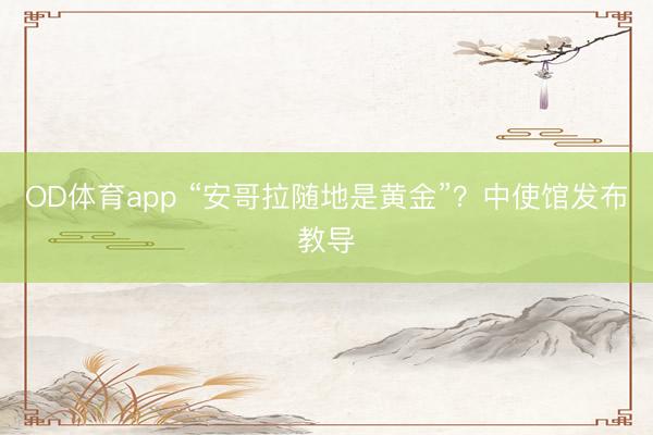 OD体育app “安哥拉随地是黄金”？中使馆发布教导
