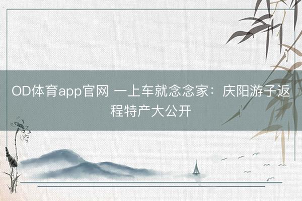 OD体育app官网 一上车就念念家：庆阳游子返程特产大公开