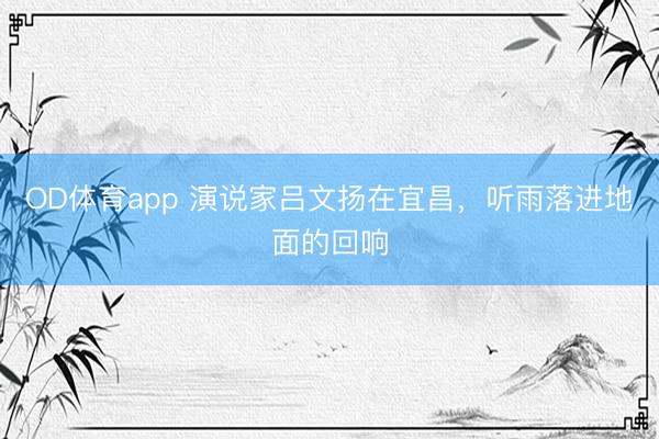 OD体育app 演说家吕文扬在宜昌，听雨落进地面的回响