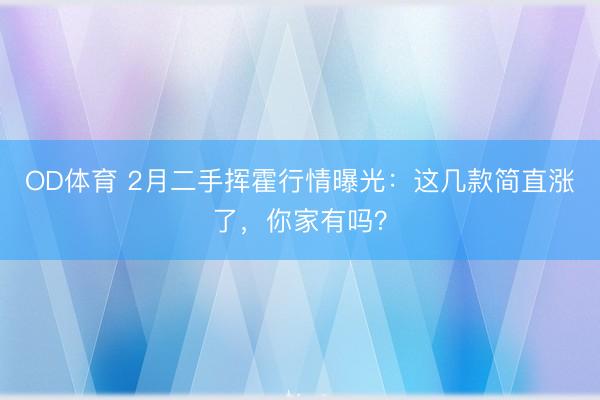 OD体育 2月二手挥霍行情曝光:这几款简直涨了,你家有吗?