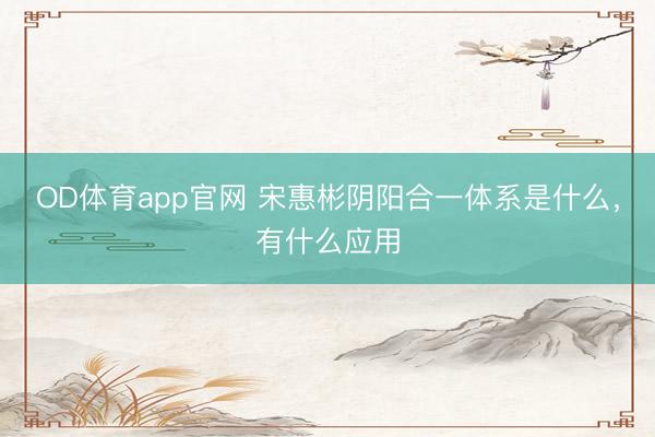 OD体育app官网 宋惠彬阴阳合一体系是什么，有什么应用