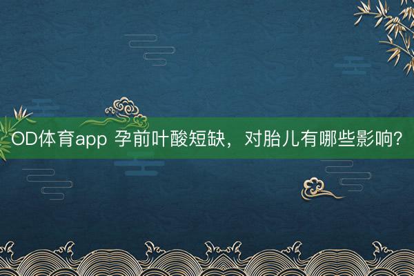 OD体育app 孕前叶酸短缺，对胎儿有哪些影响？