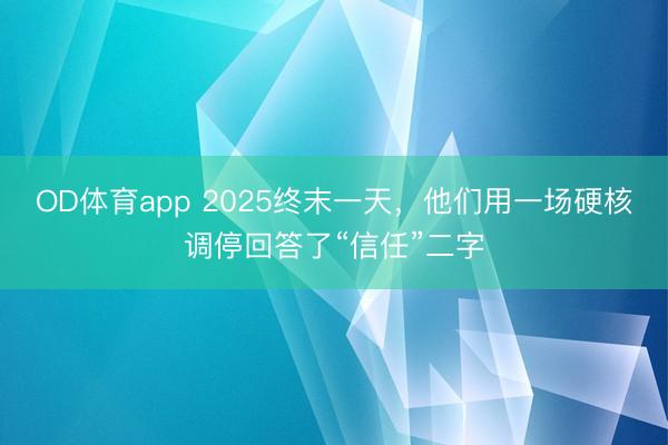 OD体育app 2025终末一天，他们用一场硬核调停回答了“信任”二字