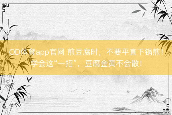 OD体育app官网 煎豆腐时，不要平直下锅煎！学会这“一招”，豆腐金黄不会散！